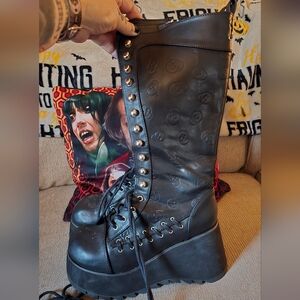 Demonia Black Lace Up Platform Boots